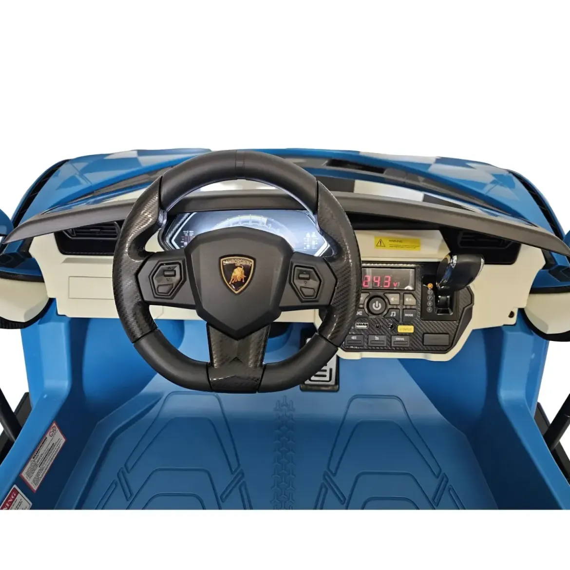 Auto Elettrica Bambini 24V Lamborghini Sian Blu 2 posti Sedili in Pelle