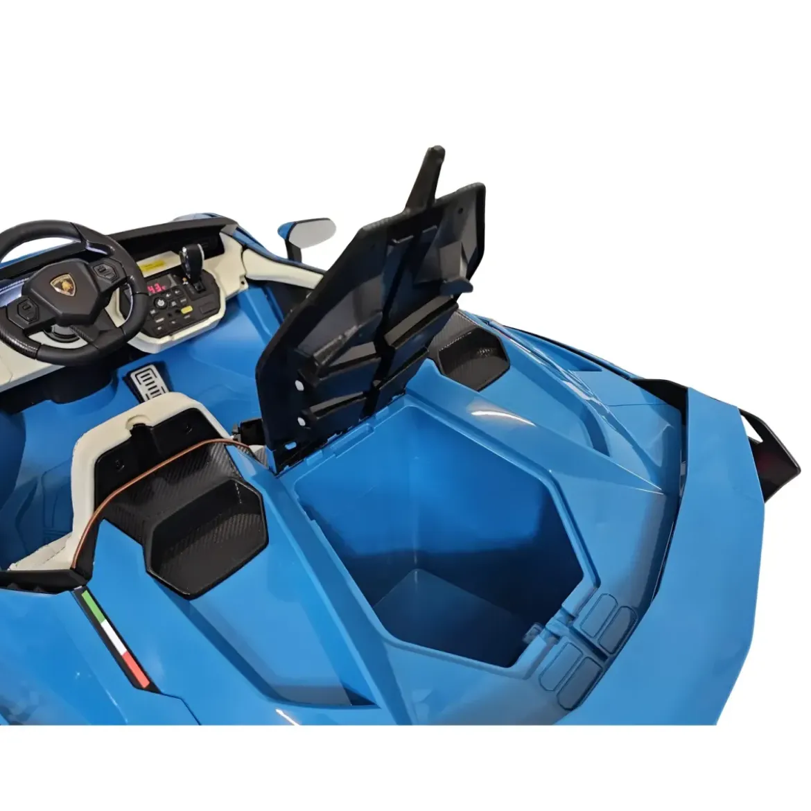 Auto Elettrica Bambini 24V Lamborghini Sian Blu 2 posti Sedili in Pelle
