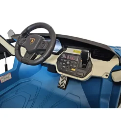 Auto Elettrica Bambini 24V Lamborghini Sian Blu 2 posti Sedili in Pelle