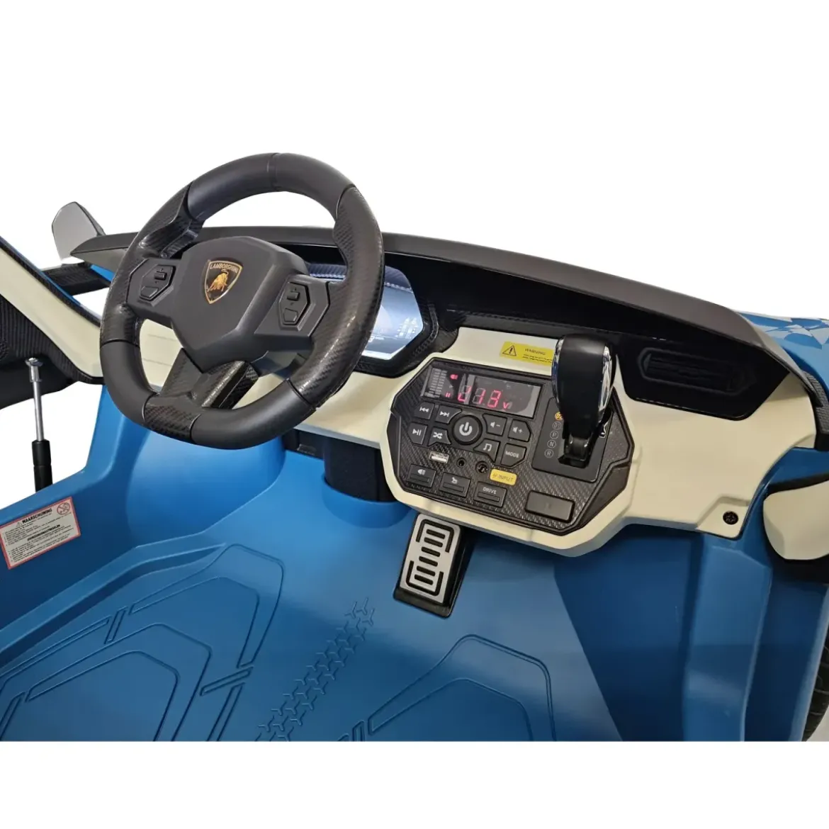 Auto Elettrica Bambini 24V Lamborghini Sian Blu 2 posti Sedili in Pelle