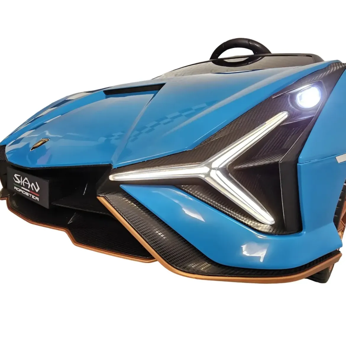 Auto Elettrica Bambini 24V Lamborghini Sian Blu 2 posti Sedili in Pelle