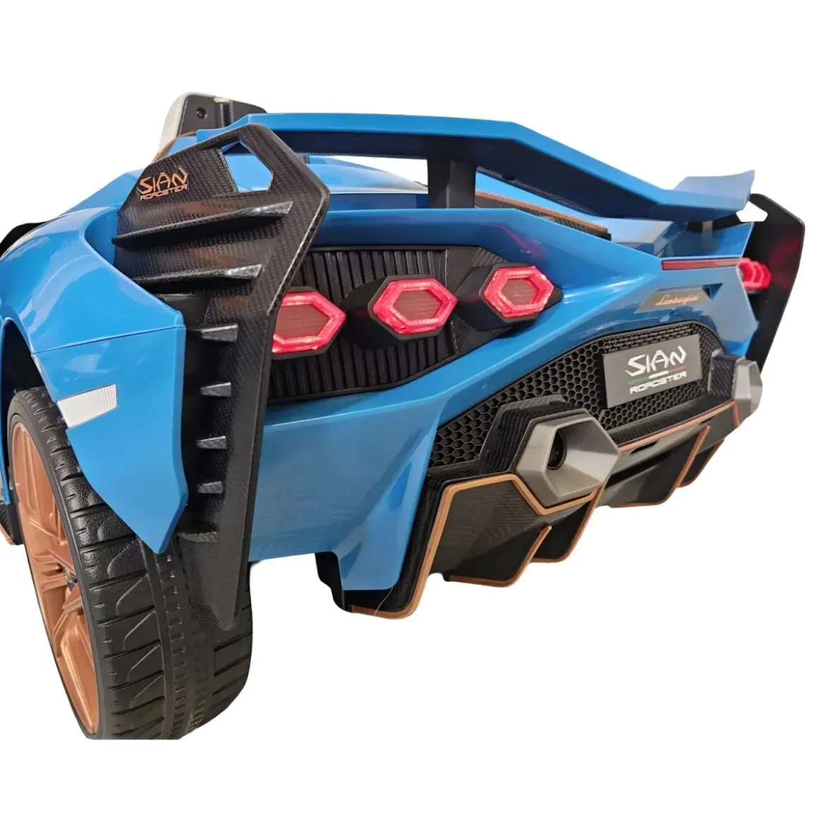 Auto Elettrica Bambini 24V Lamborghini Sian Blu 2 posti Sedili in Pelle