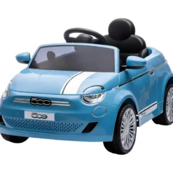 Auto Elettrica per Bambini Fiat 500 12V Blu Telecomando e Fari LED