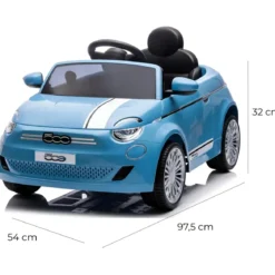 Auto Elettrica per Bambini Fiat 500 12V Blu Telecomando e Fari LED