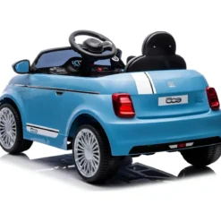 Auto Elettrica per Bambini Fiat 500 12V Blu Telecomando e Fari LED