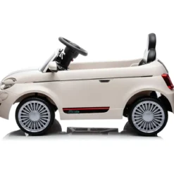 Auto Elettrica per Bambini Fiat 500 12V Bianco Telecomando e Fari LED