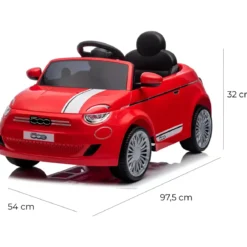 Auto Elettrica per Bambini Fiat 500 12V Rosso Telecomando e Fari LED