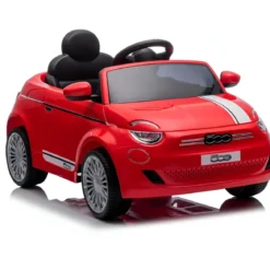 Auto Elettrica per Bambini Fiat 500 12V Rosso Telecomando e Fari LED