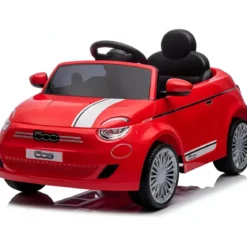 Auto Elettrica per Bambini Fiat 500 12V Rosso Telecomando e Fari LED