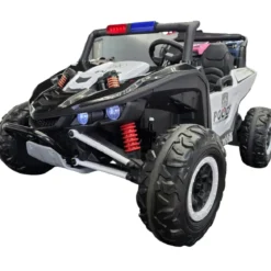 Auto Elettrica per Bambini 24V Buggy Pattuglia Polizia Nero Bianco