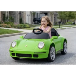 Auto Elettrica per Bambini Verde Porsche Tuning Ruf Telecomando e LED