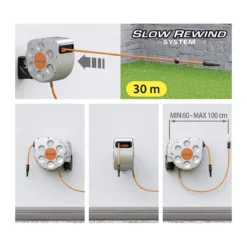 Avvolgitubo Automatico 30 a Muro da Parete Porta Tubo Acqua Giardino Innaffiare