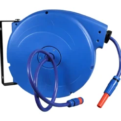 Avvolgitubo da Giardino Automatico 20m Blu da Parete Lancia Inclusa