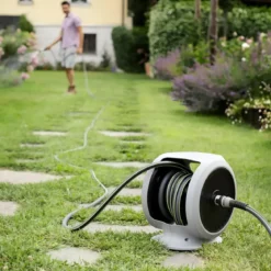 Avvolgitubo da Giardino Portatile 20m ABS Maniglia Lancia Multigetto