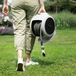Avvolgitubo da Giardino Portatile 20m ABS Maniglia Lancia Multigetto