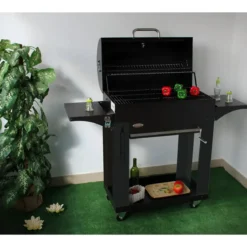 Barbecue a Carbone con Coperchio 2 Griglie BBQ Carbonella da Giardino