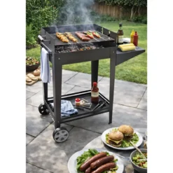 Barbecue a Carbone da Esterno con Griglia Regolabile in Acciaio Cromato