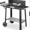 Barbecue a Carbonella con Griglia Inox Regolabile e Ripiani in Legno