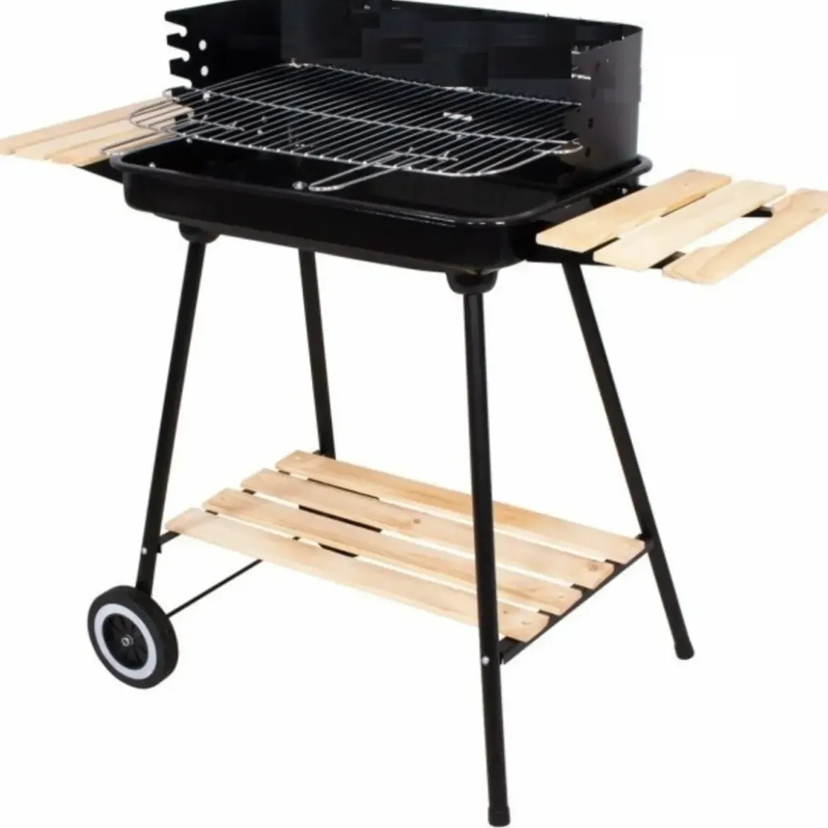 Barbecue a Carbonella da Esterno con Ruote Portatile Griglia Regolabile