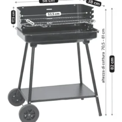 Barbecue a Carbonella da Giardino con Griglia Regolabile Paravento