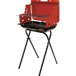 Barbecue a Carbonella Richiudibile Valigetta Rosso Griglia Regolabile