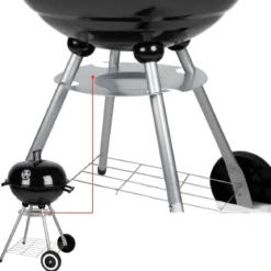 Barbecue a Carbonella Tondo con Coperchio Portatile Ripiano da Esterno