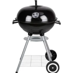 Barbecue a Carbonella Tondo con Coperchio Portatile Ripiano da Esterno