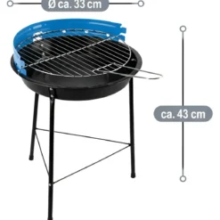 Barbecue a Carbonella Tondo da Esterno Griglia Regolabile 33x43 cm