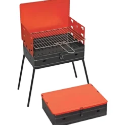 Barbecue a Carbonella Valigetta Rosso Griglia Regolabile Portatile