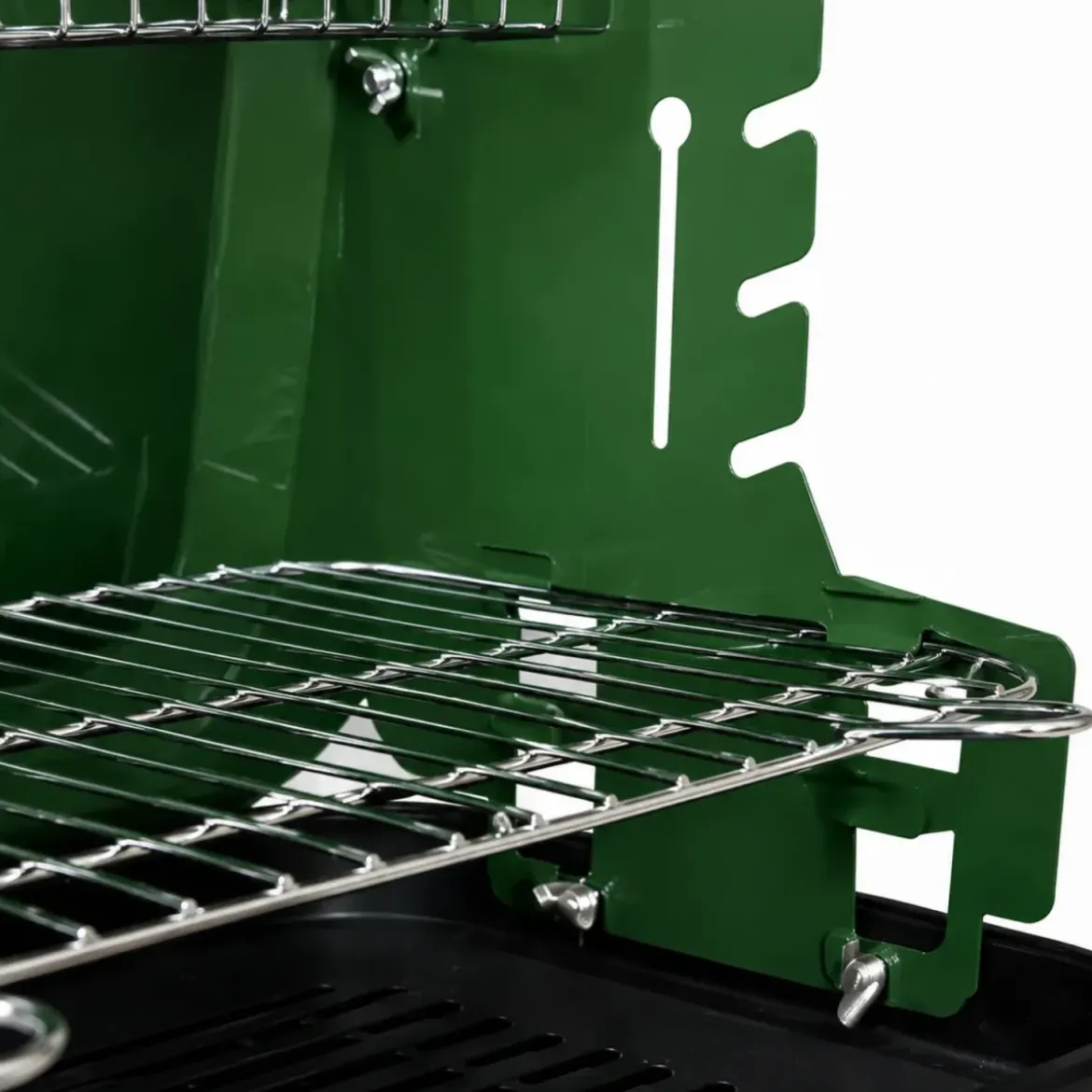 Barbecue a Carbonella Verde a Valigetta con Griglia Regolabile 49x30 cm