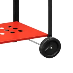 Barbecue a Carbonella 60x40x90 cm Coperchio Ruote Acciaio Rosso Nero
