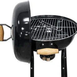 Barbecue a Carbone Rotondo con Griglia Inox Coperchio con Termometro