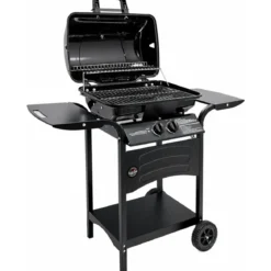 Barbecue a Gas 2 Bruciatori da Giardino 7,5 kW con Ripiano Ruote