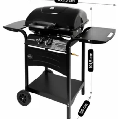 Barbecue a Gas 2 Bruciatori da Giardino 7,5 kW con Ripiano Ruote