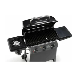 Barbecue a Gas 3 Bruciatori in Acciaio Fornello Laterale 2 Griglie Coperchio BBQ