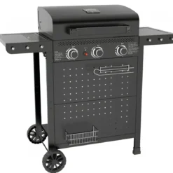 Barbecue a Gas 3 Bruciatori 7,5kW Griglia in Ghisa 55x34cm Giardino