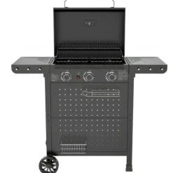 Barbecue a Gas 3 Bruciatori 7,5kW Griglia in Ghisa 55x34cm Giardino