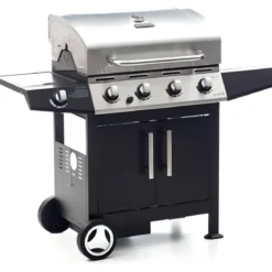 Barbecue a Gas con 4 bruciatori Inox e Fornello Laterale - Cottura Pietra Lavica