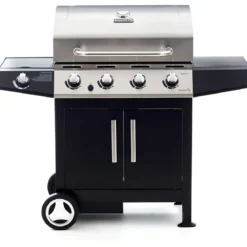 Barbecue a Gas con 4 bruciatori Inox e Fornello Laterale - Cottura Pietra Lavica
