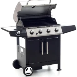 Barbecue a Gas con 4 bruciatori Inox e Fornello Laterale - Cottura Pietra Lavica