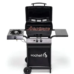 Barbecue a Gas con Pietra Lavica 2 Bruciatori in Acciaio Fornello Griglia BBQ