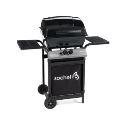 Barbecue a Gas con Pietra Lavica 2 Bruciatori in Acciaio Inox Griglia da Balcone