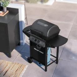 Barbecue a Gas da Esterno 97x51x100H cm a 2 Fuochi in Acciaio Nero