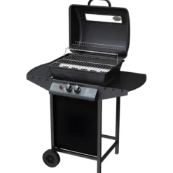 Barbecue a Gas da Esterno 97x51x100H cm a 2 Fuochi in Acciaio Nero