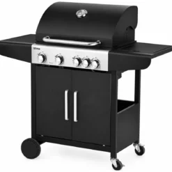 Barbecue a Gas GPL da Esterno 3 Fuochi con Coperchio in Acciaio Inox