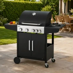 Barbecue a Gas GPL da Esterno 3 Fuochi con Coperchio in Acciaio Inox
