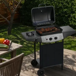 Barbecue a Gas Ompagrill 2+1 Fuochi 98x43x100cm Fornello Laterale