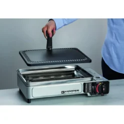 Barbecue a Gas Portatile da Campeggio Piastra con Griglia in Alluminio