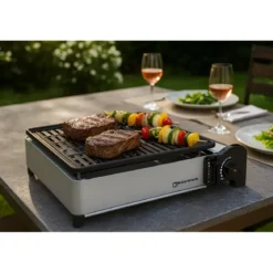 Barbecue a Gas Portatile Kemper Piastra con Griglia in Alluminio 27x34