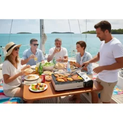 Barbecue a Gas Portatile Kemper Piastra con Griglia in Alluminio 27x34